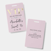 ピンクのゴージャスゴールドVIP バッジ (正面&裏面)
