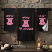 ピンクのゴーストのハロウィン デジタルアート バスタオルセット
