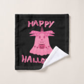 ピンクのゴーストのハロウィン デジタルアート バスタオルセット (ウォッシュタオル)