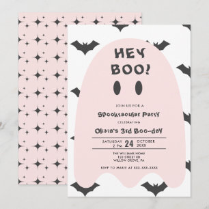 ピンクのゴースト ハロウィン 誕生日 毎年 招待状