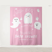 ピンクのゴースト ハロウィーン 女の子 ベビーシャワー タペストリー (正面)