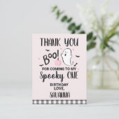 ピンクのゴースト ブー ハロウィン 誕生日 サンクス カード (スタンド正面)