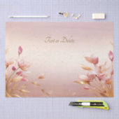 ピンクのゴールドリーフの花のティッシュペーパー 薄葉紙 (クラフト)