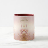 ピンクのゴールドリーフ フラワーマグカップ マグカップ (中央)