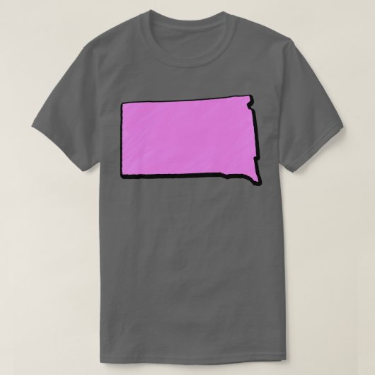 ピンクのサウスダコタ州の輪郭 Tシャツ (デザイン正面)