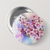 ピンクのサクラのペイント背景 缶バッジ (正面&裏面)
