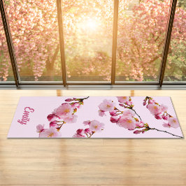 ピンクのサクラの花の枝の写真と名前 ヨガマット