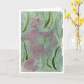 ピンクのサスカッチとノートカード カード (黄色い花)