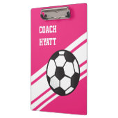 ピンクのサッカーのコーチのパーソナライズなクリップボード クリップボード (左)