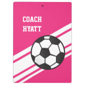 ピンクのサッカーのコーチのパーソナライズなクリップボード クリップボード (裏面)