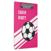ピンクのサッカーのコーチのパーソナライズなクリップボード クリップボード (右)