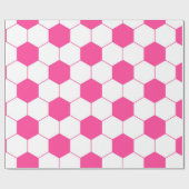 ピンクのサッカーのフットボールの球パターン ラッピングペーパー (フラット)