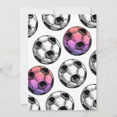 ピンクのサッカーバースデー招待状 招待状 (裏面)