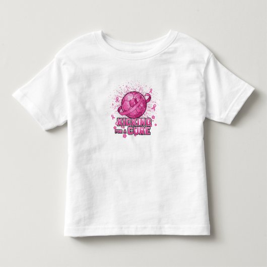 ピンクのサッカーボールで乳がん撲滅を – Kicking for a Cure トドラーTシャツ (正面)