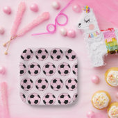 ピンクのサッカーボールサッカーパターン ペーパープレート (パーティー)