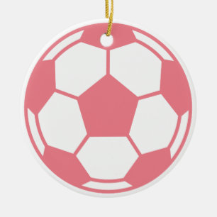 ピンクのサッカーボール セラミックオーナメント