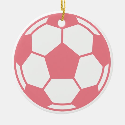 ピンクのサッカーボール セラミックオーナメント (正面)