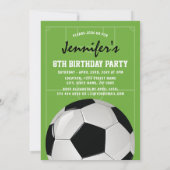 ピンクのサッカーユニフォームのキッズ誕生日パーティー招待状 招待状 (裏面)