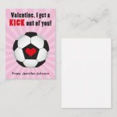 ピンクのサッカー教室のバレンタインデー子供へス ノートカード (正面/裏面)