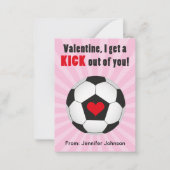 ピンクのサッカー教室のバレンタインデー子供へス ノートカード (正面)