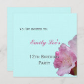 ピンクのサツキの花のパーティー招待状 招待状 (正面/裏面)