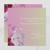 ピンクのサツキの花の出欠確認カード 招待状 (正面/裏面)