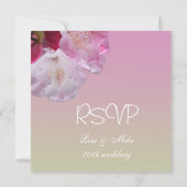 ピンクのサツキの花の出欠確認カード 招待状 (裏面)