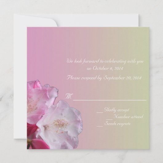 ピンクのサツキの花の出欠確認カード 招待状 (正面)