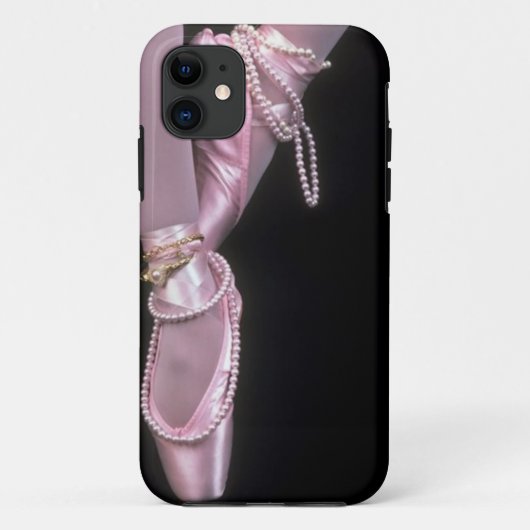 ピンクのサテンのバレエのつま先靴 Case-Mate iPhoneケース (裏面)