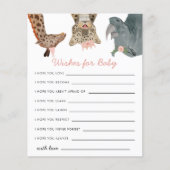 ピンクのサファリの動物がベビーカードを希望 (正面)