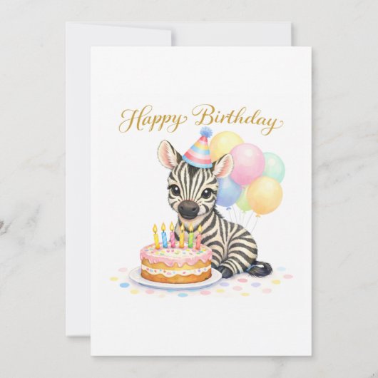ピンクのサファリゼブラガール6歳の誕生日パーティー 招待状 (裏面)