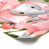 ピンクのサファリテーマ歓迎の看板ポスター ポスター (角)