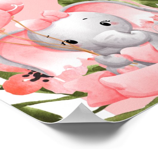 ピンクのサファリテーマ歓迎の看板ポスター ポスター (角)