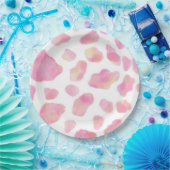 ピンクのサファリ-ヒョウのプリントの紙皿 ペーパープレート (パーティー)