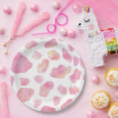 ピンクのサファリ-ヒョウのプリントの紙皿 ペーパープレート (パーティー)