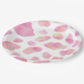 ピンクのサファリ-ヒョウのプリントの紙皿 ペーパープレート (アングル)