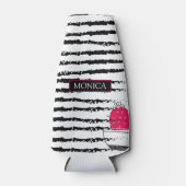 ピンクのサボテンのパタストライプのーン ボトルクーラー (正面)