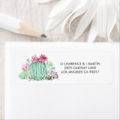 ピンクのサボテンの花は水彩を吸い上げる ラベル (インサイチュ)