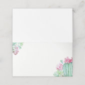 ピンクのサボテンの花は水色結婚の プレイスカード (外部開封)