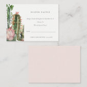 ピンクのサボテンの葉 おむつくじ ベビーシャワー エンクロージャーカード (正面/裏面)