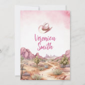 ピンクのサボテンカウガール スイート16 バースデーブースト 招待状 (裏面)