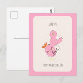 ピンクのサボテンドゥードルバレンタインデーのポストカード ポストカード (正面/裏面)