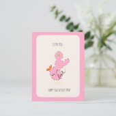 ピンクのサボテンドゥードル バレンタインデー ポストカード (スタンド正面)