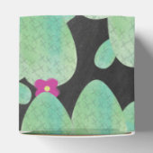 ピンクのサボテン柄の漫画スタイルのサンキューギフトボックス フェイバーボックス (上部)