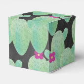 ピンクのサボテン柄の漫画スタイルのサンキューギフトボックス フェイバーボックス (裏面サイド)