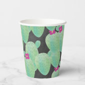 ピンクのサボテン柄　サンキュー 紙コップ (裏面)