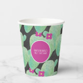 ピンクのサボテン柄　サンキュー 紙コップ (正面)