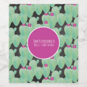 ピンクのサボテン模様のグリーン　サンキュー ワインラベル (シングルラベル)