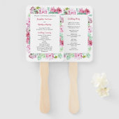 ピンクのサボテン花の多肉性結婚式 プログラム ハンドファン (正面&裏面)