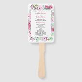 ピンクのサボテン花の多肉性結婚式 プログラム ハンドファン (正面)